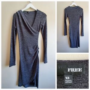 Wilfred Free bodycone dress l Aritzia l Klum in heather grey faux overlap, XS
